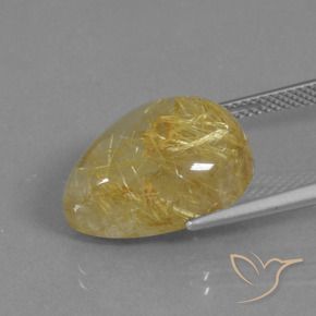 Quartz rutile Jaune chaud naturelle En forme de poire, 12.62 ct, Translucide