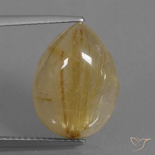 9.64ct Naturel Brun fauve léger Quartz rutile, En forme de poire, Transparent