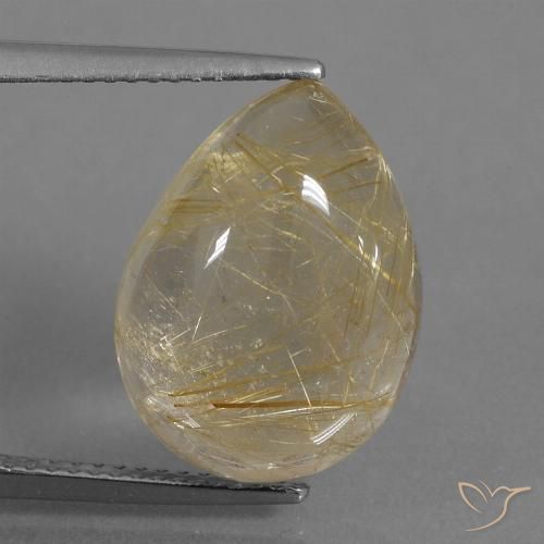 9.18ct Naturel Marron doré très clair Quartz rutile, En forme de poire, Transparent