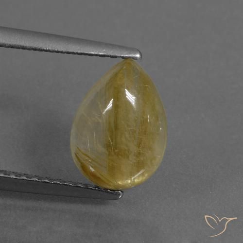 2.13ct Naturel Jaune moyen Quartz rutile, En forme de poire, Translucide