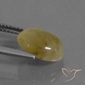 Quartz rutile Bourdon jaune naturelle ovale, 3.22 ct, Transparent
