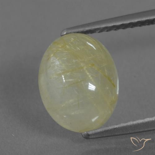 3.38ct Naturel Jaune moyen Quartz rutile, ovale, Translucide