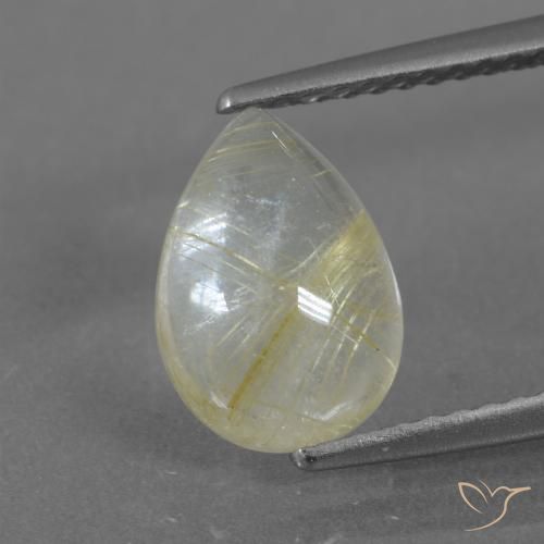 2.51ct Naturel Jaune pâle Quartz rutile, En forme de poire, Transparent