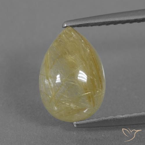3.05ct Naturel Jaune moyen Quartz rutile, En forme de poire, Transparent
