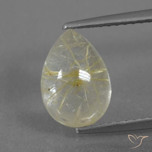 2.76ct Naturel Jaune clair Quartz rutile, En forme de poire, Transparent, Photo A