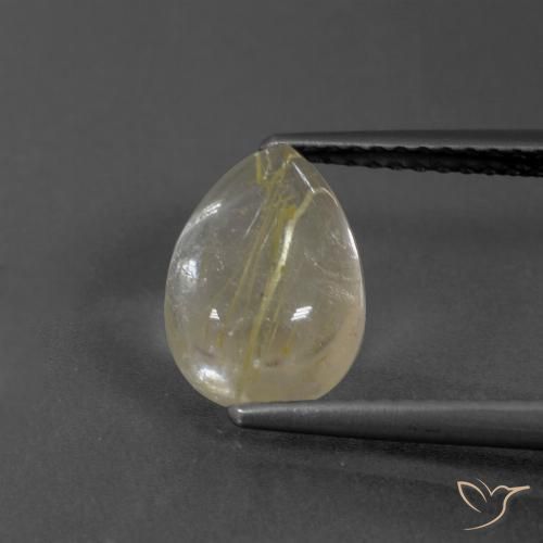 2.58ct Naturel Jaune clair Quartz rutile, En forme de poire, Transparent