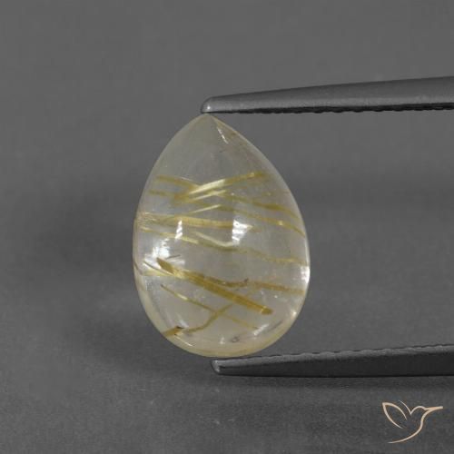 2.97ct Naturel Jaune terreux Quartz rutile, En forme de poire, Transparent