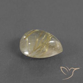 Quartz rutile Jaune terreux naturelle En forme de poire, 2.97 ct, Transparent