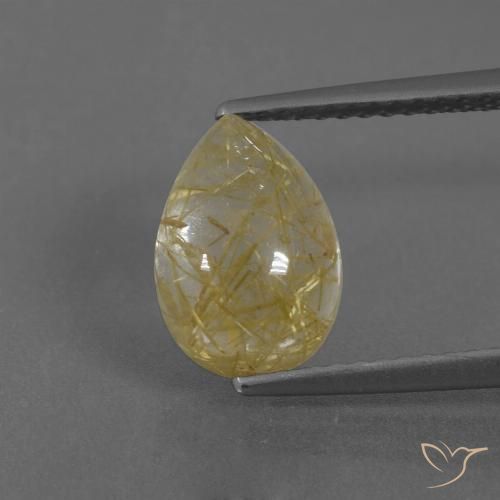 2.94ct Naturel Jaune chaud Quartz rutile, En forme de poire, Transparent