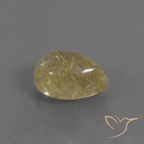 Quartz rutile Jaune chaud naturelle En forme de poire, 2.94 ct, Transparent