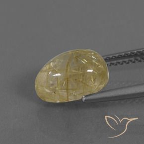 Quartz rutile Jaune chaud naturelle En forme de poire, 2.94 ct, Transparent