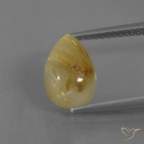3.17ct Naturel Jaune Dijon Quartz rutile, En forme de poire, Translucide