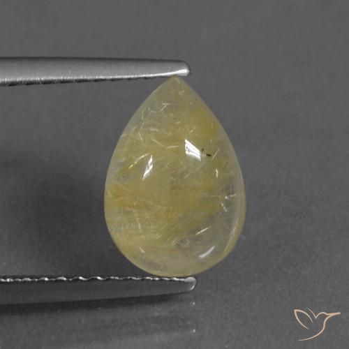 2.36ct Naturel Jaune clair Quartz rutile, En forme de poire, Transparent