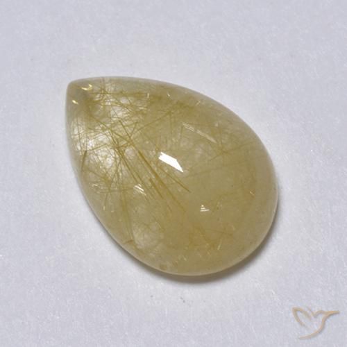 Quartz rutile Jaune terreux naturelle En forme de poire, 2.05 ct, Transparent