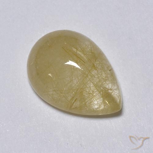 Quartz rutile Jaune terreux naturelle En forme de poire, 2.05 ct, Transparent