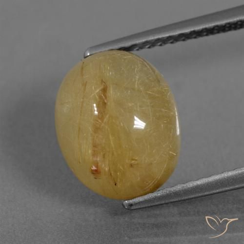 4.72ct Naturel Jaune chaud Quartz rutile, ovale, Translucide