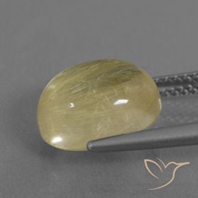 Quartz rutile Jaune terreux léger naturelle ovale, 4.85 ct, Transparent