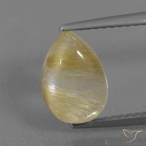 2.74ct Naturel Light Dijon Yellow Quartz rutile, En forme de poire, Transparent