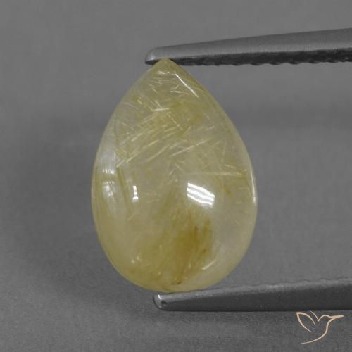 2.67ct Naturel Jaune moyen Quartz rutile, En forme de poire, Transparent