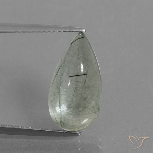 6.41ct Naturel Vert clair Quartz rutile, En forme de poire, Transparent