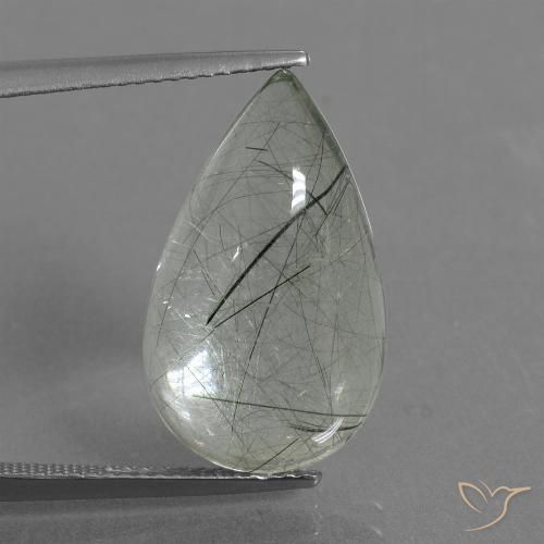 9.75ct Naturel Vert clair Quartz rutile, En forme de poire, Transparent