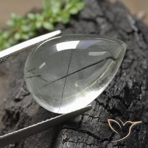 Quartz Rutile Vert clair naturelle En forme de poire, 15.25 ct, Transparent