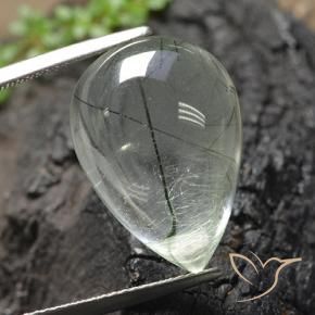 Quartz Rutile Vert clair naturelle En forme de poire, 15.25 ct, Transparent