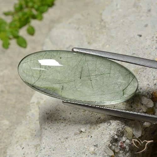 13.24ct Naturel Vert clair Quartz rutile, ovale, Transparent