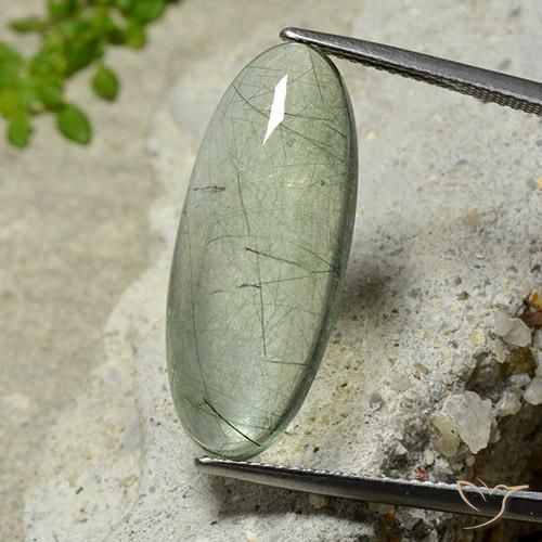 Quartz rutile Vert clair naturelle ovale, 13.24 ct, Transparent
