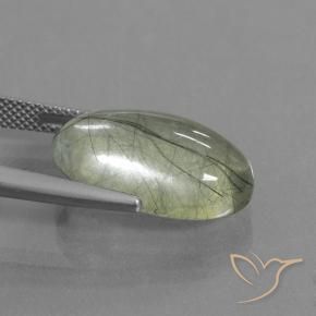 Quartz rutile Vert clair naturelle ovale, 10.99 ct, Transparent