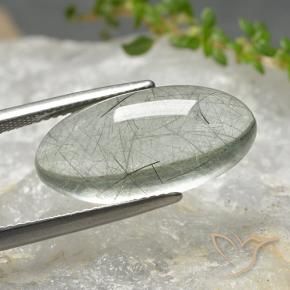 Quartz rutile Vert clair naturelle ovale, 11.39 ct, Transparent
