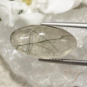 Quartz rutile Vert clair naturelle ovale, 10.67 ct, Transparent