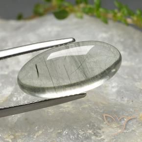 Quartz rutile Vert clair naturelle ovale, 8.97 ct, Transparent