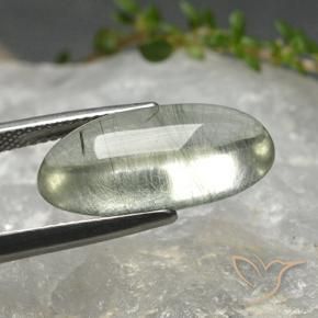 Quartz rutile Vert clair naturelle ovale, 8.97 ct, Transparent