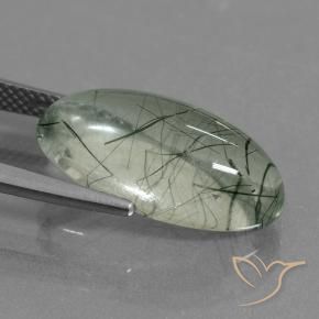 Quartz rutile Vert clair naturelle ovale, 9.58 ct, Transparent