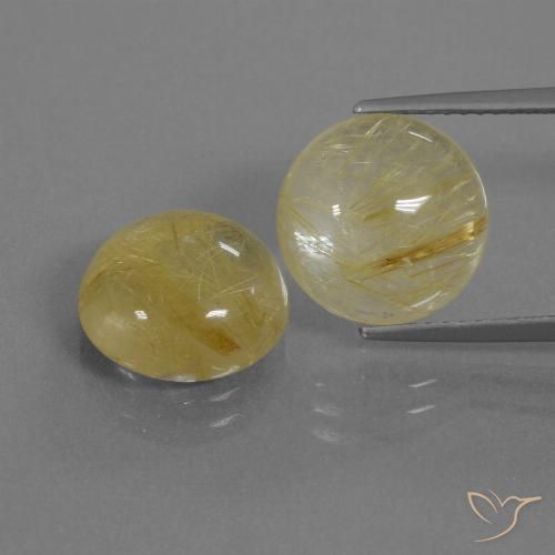 8.61ctw Naturel Jaune pâle Quartz rutile, Tour, Transparent