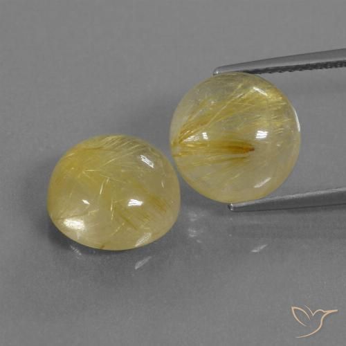 11.53ctw Naturel Jaune terreux Quartz rutile, Tour, Transparent