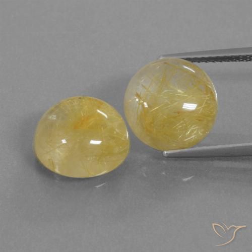 10.89ctw Naturel Jaune pâle Quartz rutile, Tour, Transparent