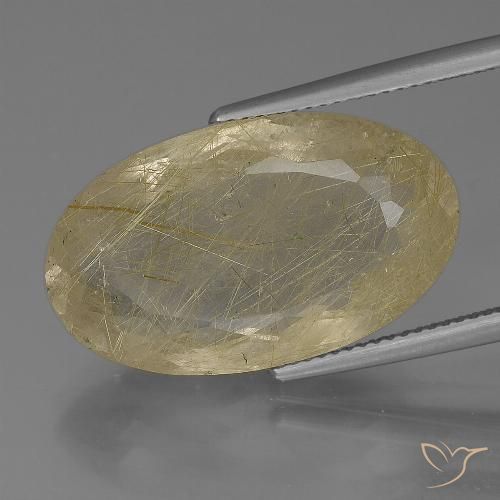 Quartz rutilé jaune naturelle coupe ovale, 21,51 ct, transparent