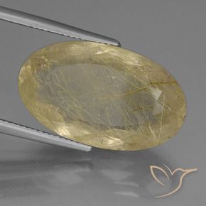 Quartz rutilé jaune naturelle coupe ovale, 21,51 ct, transparent