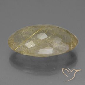 Quartz rutilé jaune naturelle coupe ovale, 21,51 ct, transparent
