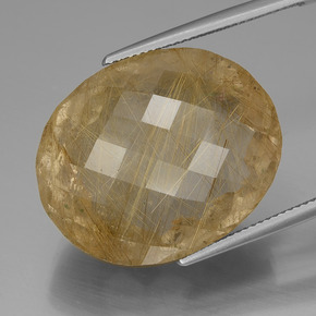 Quartz rutilé doré naturelle coupe ovale, 50,97 ct, transparent