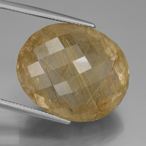 Quartz rutilé doré naturelle coupe ovale, 50,97 ct, transparent