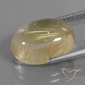 Quartz rutile Jaune terreux naturelle ovale, 8.09 ct, Transparent