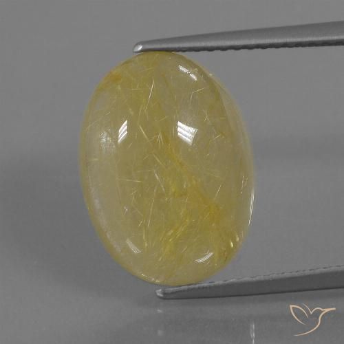 7.56ct Naturel Doré jaunâtre Quartz rutile, ovale, Translucide