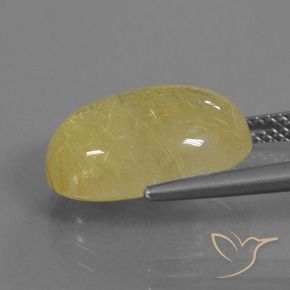 Quartz rutile Jaune chaud naturelle ovale, 8.12 ct, Translucide