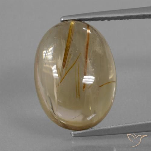 7.85ct Naturel Marron doré très clair Quartz rutile, ovale, Transparent