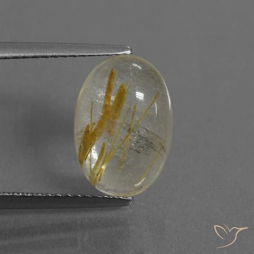 4.06ct Naturel Marron doré très clair Quartz rutile, ovale, Transparent