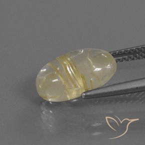 Quartz rutile Jaune clair naturelle ovale, 3.68 ct, Transparent
