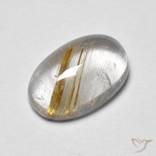 Quartz rutile Jaune terreux naturelle ovale, 3.92 ct, Transparent